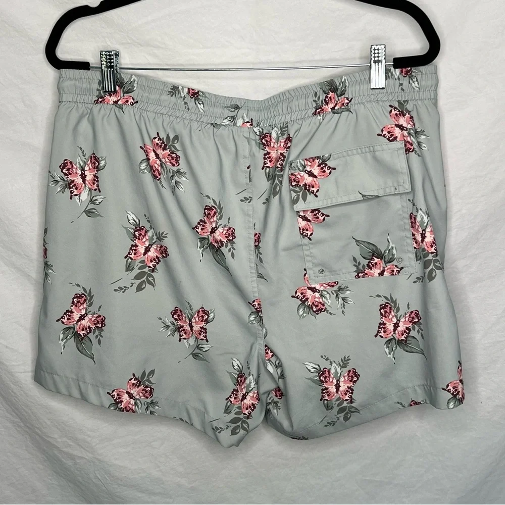Abercrombie & Fitch Men's XL Floral Butterfly Swim Trunks Relaxed Stretch Shorts